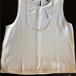 Ann Taylor White Embellished Sleeveless Tank Top